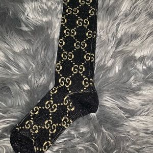 GG Lamé black & gold shimmering long socks